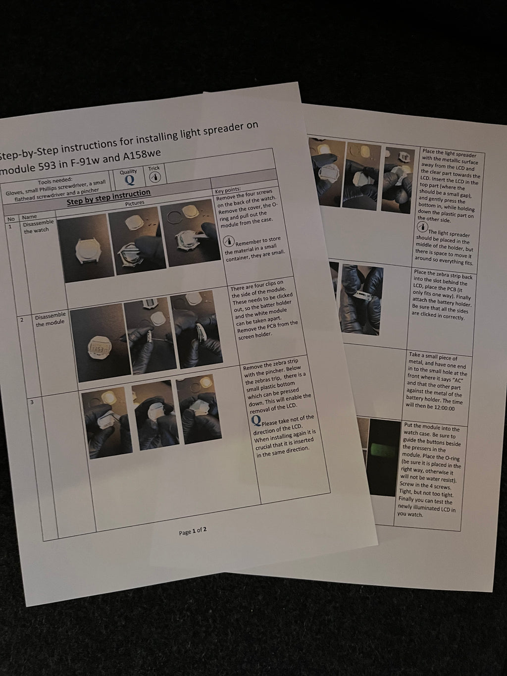 Casio f-91w Backlight mod kit