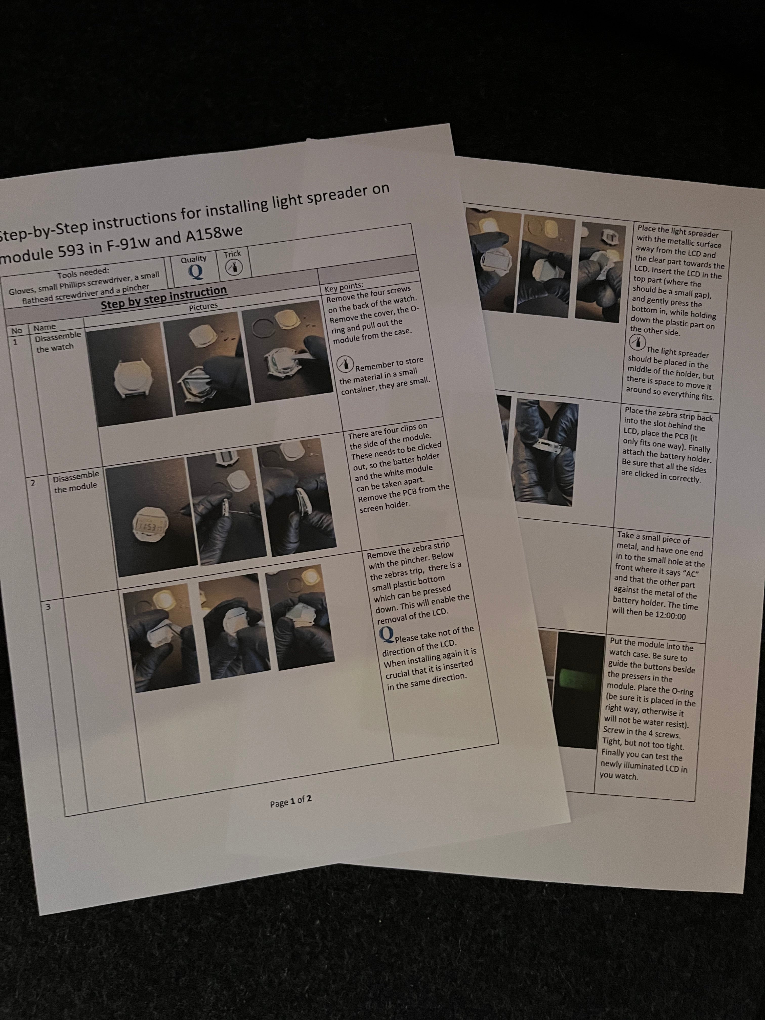 Casio f-91w Backlight mod kit